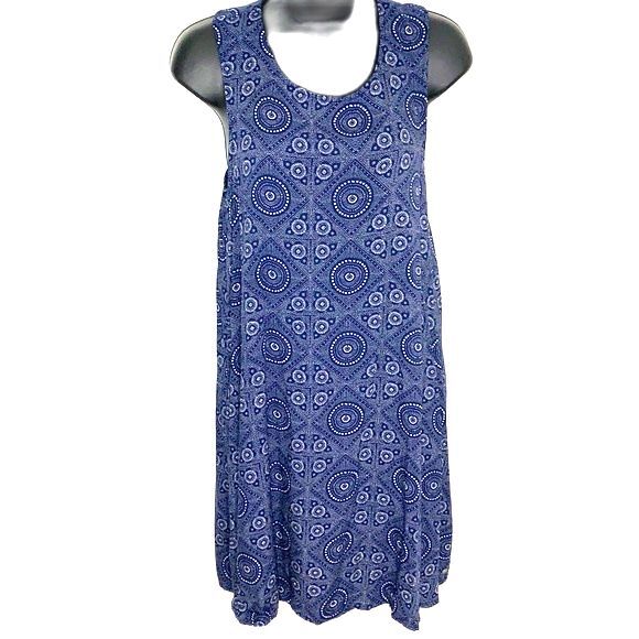 Roxy Patterned Print Sleeveless Racer Back MIDI Dress Blue Size Small - Picture 3 of 12